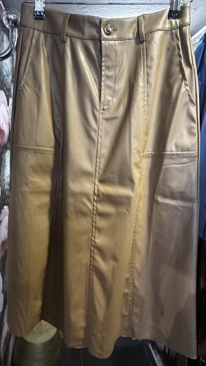 Jupe longue camel simili cuir